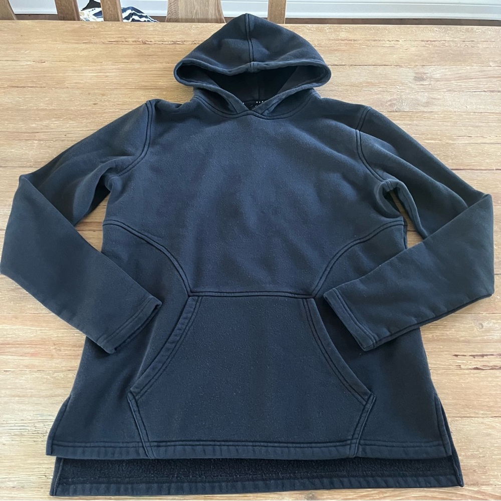 Alphalete pullover hooded sweatshirt black logo women’s M front pocket